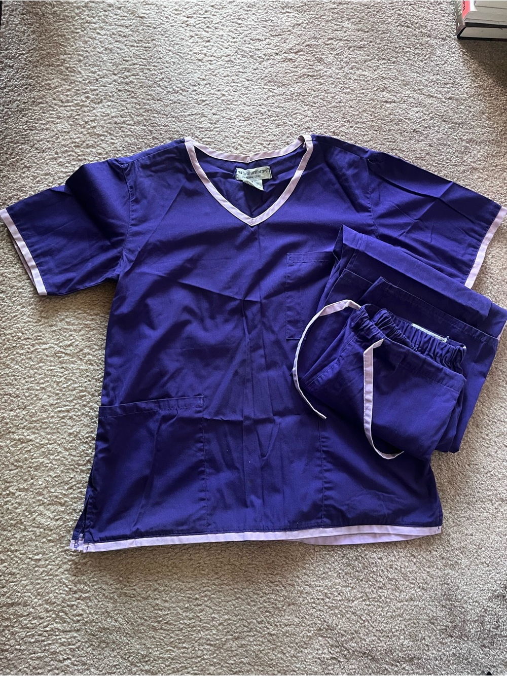 Natural Uniforms Women's Purple V-Neck Scrub Top & Drawstring Pants